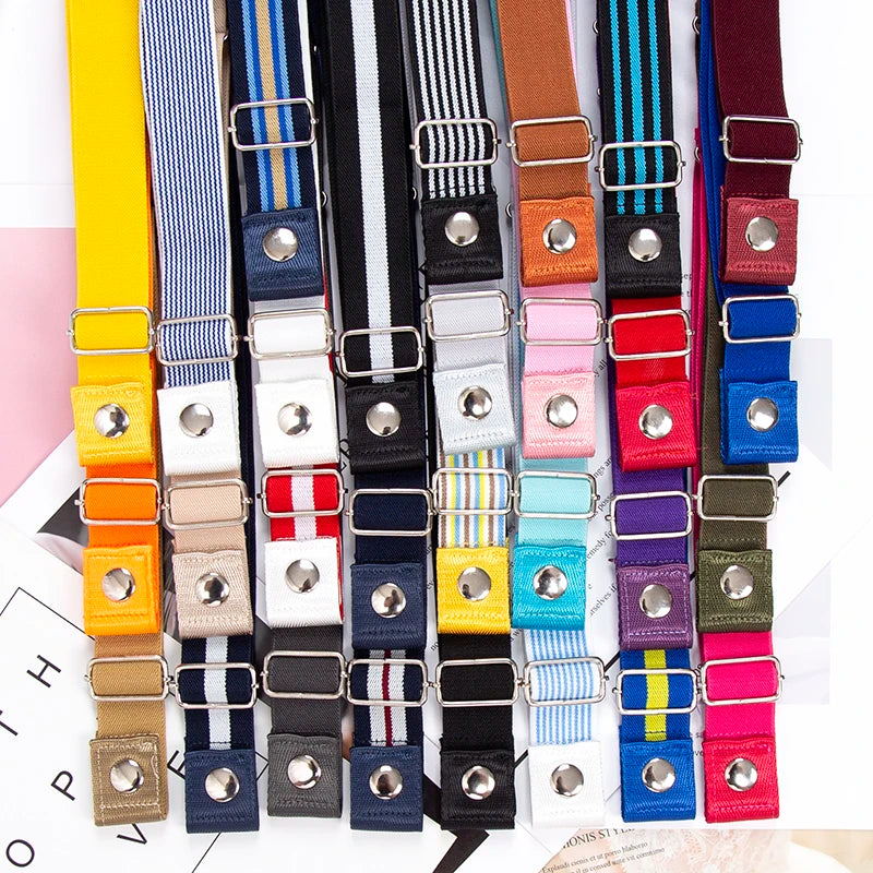 Elastic Buckle-Free Canvas Belt for Women – Stretch Waist Belt for Jeans & Pants, Invisible Lazy Belt