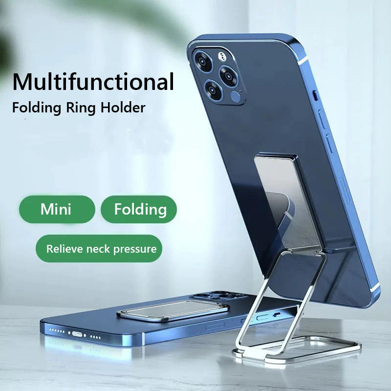 360° Rotating Metal Phone Ring Holder - Foldable Finger Grip and Kickstand for iPhone 15/16 Pro Max, Xiaomi, and Huawei