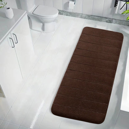Coral Velvet Bathroom Mat - Anti-Skid Absorbent Toilet & Bathtub Floor Mat, Entrance Rug