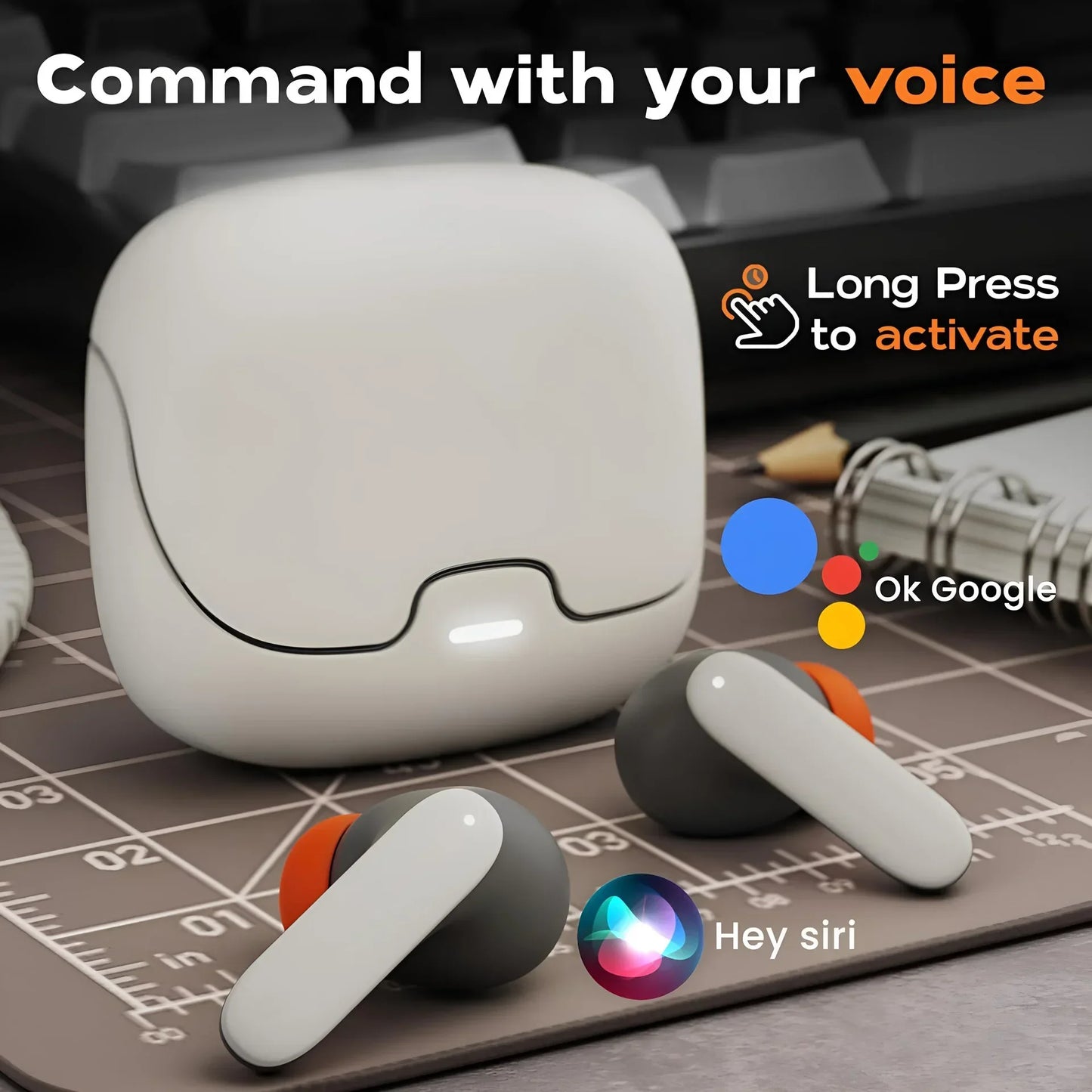 Bluetooth 5.4 TWS Wireless Earphones – Ultra-Low Latency In-Ear Earphones with Dual Microphone ENC Noise Cancelling