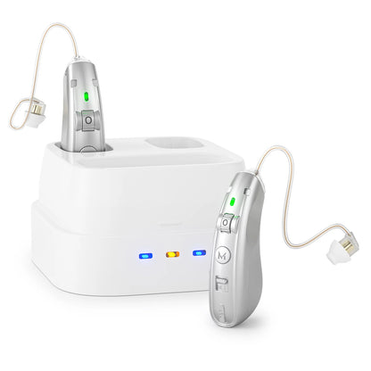 Rechargeable USB Hearing Aid – Behind-the-Ear Sound Amplifier, Noise Cancelling, Elderly Deaf Care with Charging Case