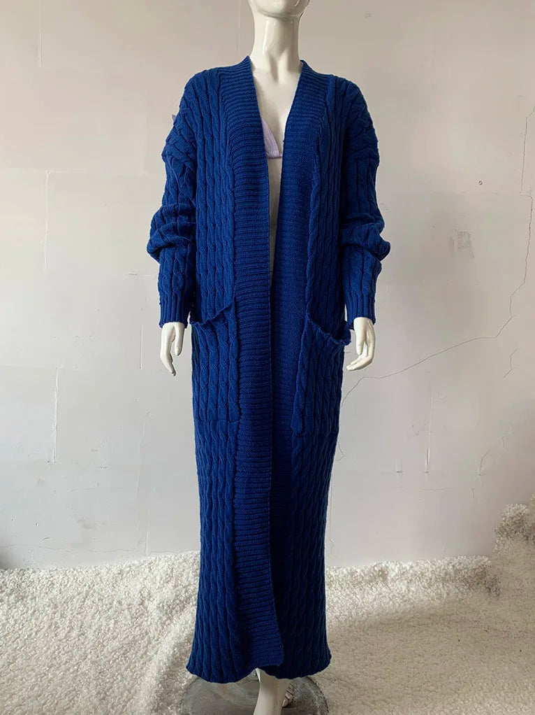 Women’s Yellow Knitted Cardigan – Long Sleeve Crochet Sweater Jacket for Autumn & Winter