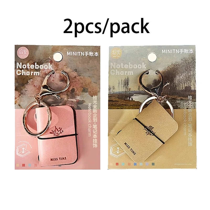 Mini PU Journal Keychain - Portable Leather Diary & Backpack Notebook Charm