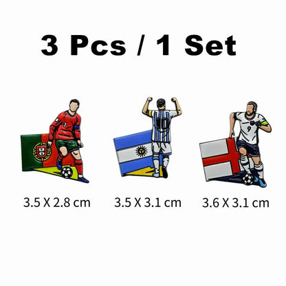 Football Enamel Brooch Pins - 3-Piece Soccer Player Lapel Badge Set for Backpacks, Clothing & Fans