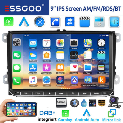9" Android 15 Car Stereo - 6GB+128GB Wireless CarPlay GPS WiFi Bluetooth FM for VW