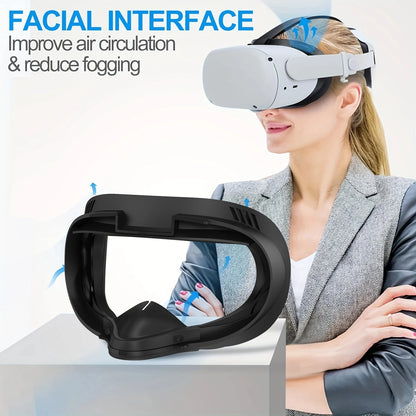 PU Leather 3D Shaped Facial Interface Replacement for Oculus Quest 2 — Breathable Sweat Guard Face Pad Accessory