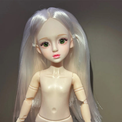 30cm 1/6 BJD Ball Jointed Doll – Starry Gray Eyes with Lolita Fashion Dress, DIY Toy Gift for Girls