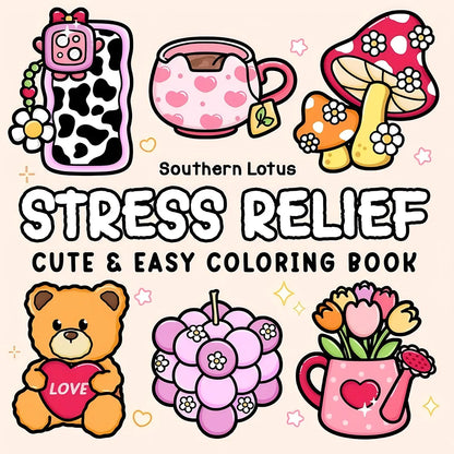 Cute Bold Easy Coloring Book - Fun Drawing & Coloring Activity Book for Adults, Party & Birthday Gift