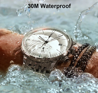 Men’s Fashion Mechanical Watch — 2023 Business Automatic Stainless Steel Luminous Designer Wristwatch
