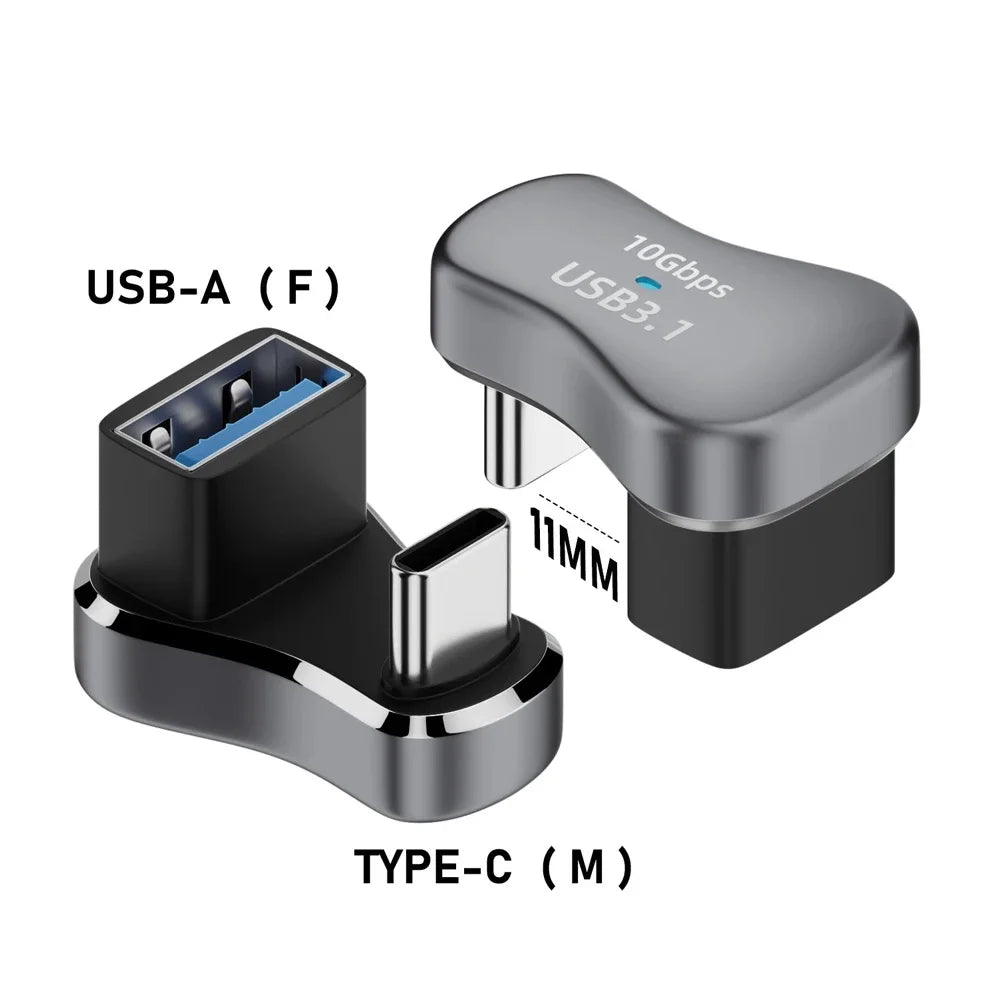 180° USB-C Angle Adapter – 20Gbps Data Transfer, 140W PD Fast Charging Type-C Male to Female Converter for Steam Deck Accessories