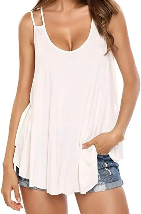 Plus Size Halter Top - 2024 Solid Color Backless Sleeveless Vest Fashion Top