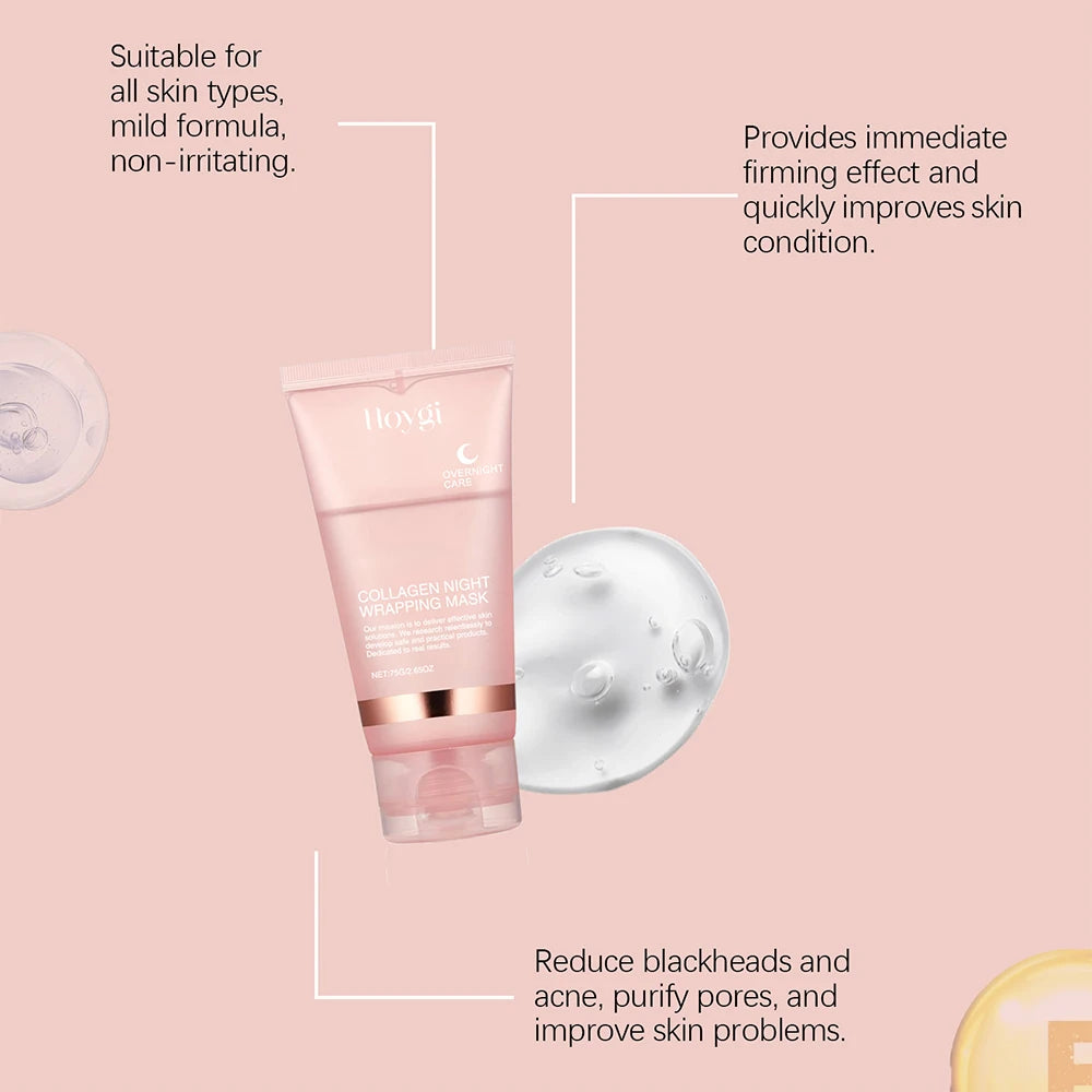 75g Collagen Night Peel-Off Mask – Moisturizing, Brightening & Firming Facial Mask for Hydrating, Smoothing & Skin Rejuvenation