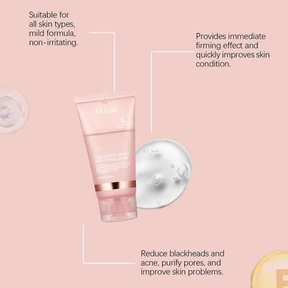 75g Collagen Night Peel-Off Mask – Moisturizing, Brightening & Firming Facial Mask for Hydrating, Smoothing & Skin Rejuvenation