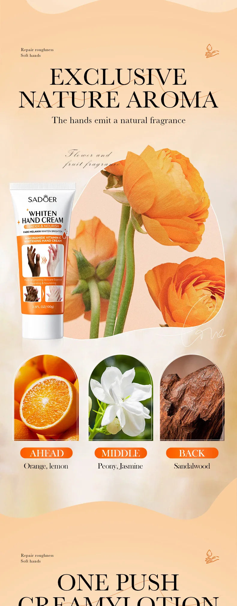 1/2/3pcs SADOER 100g Hand Cream – Moisturizing, Brightening & Non-Greasy Hydration for Soft, Beautiful Hands (Travel Size)