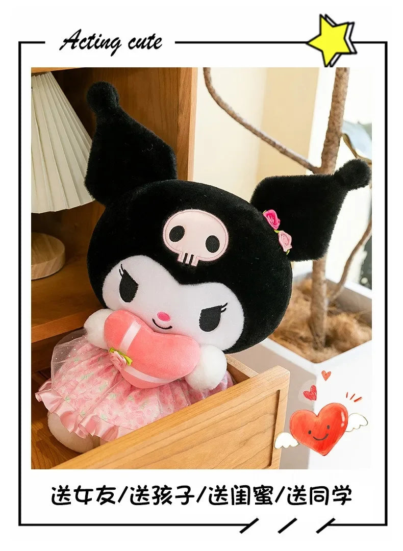 Sanrio Kuromi Plush Toy – 30cm Cinnamoroll & Melody Stuffed Doll, Soft & Comfortable, Valentine's Day & Birthday Gift