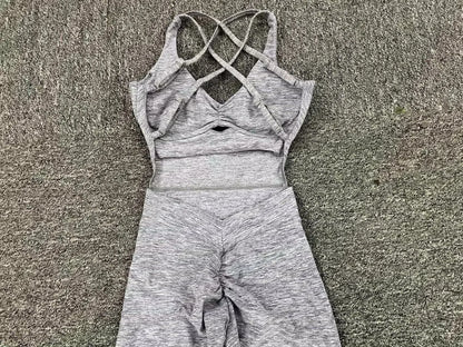 Women’s Black Sporty Jumpsuit – 2025 Workout Yoga Gym Set with Push-Up Fitness Overalls