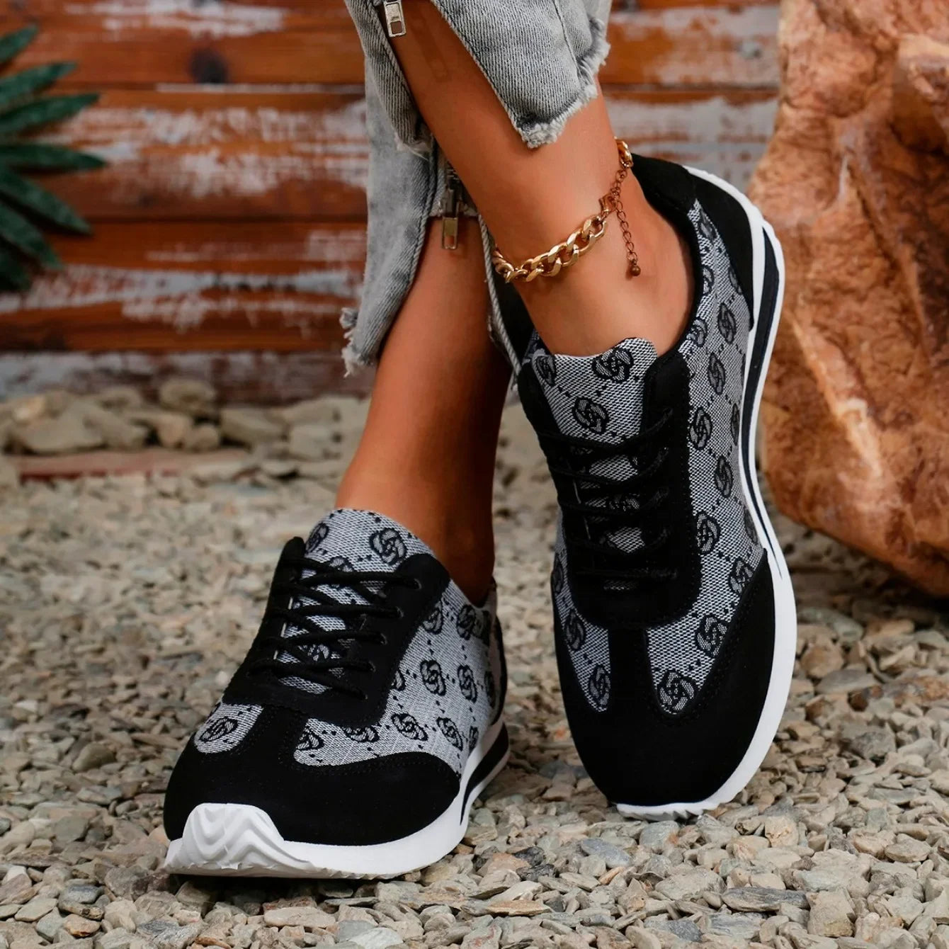 Women’s Thick-Soled Cross Round Head Fashion Shoes – Comfortable, Breathable, Wear-Resistant Casual Footwear (Zapatos De Mujer)