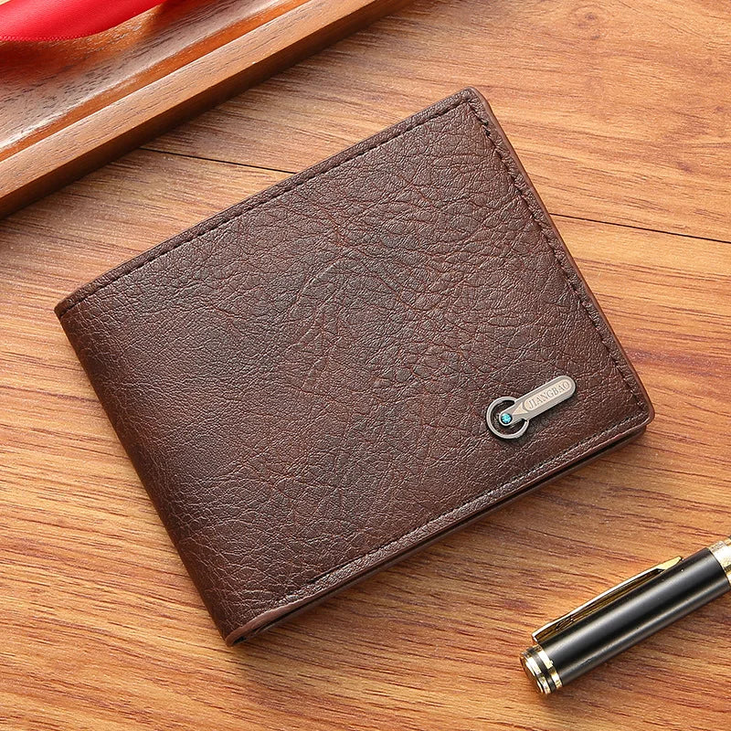 Men’s Slim Short Bifold Faux Leather Wallet – Credit Card & ID Holder Business Billfold Clutch Purse for Everyday Use