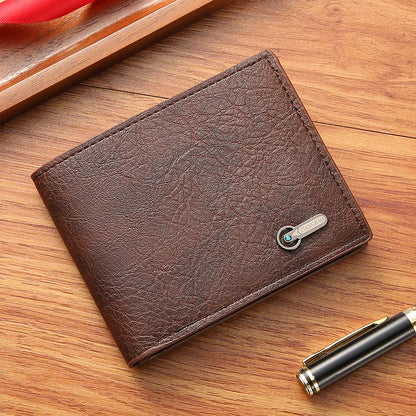 Men’s Slim Short Bifold Faux Leather Wallet – Credit Card & ID Holder Business Billfold Clutch Purse for Everyday Use