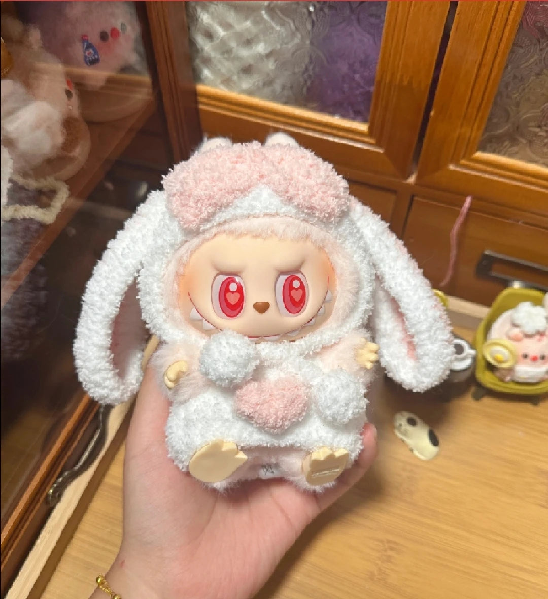 Labubu 17cm Doll Clothes — Long Eared Furry Rabbit Costume DIY Outfit