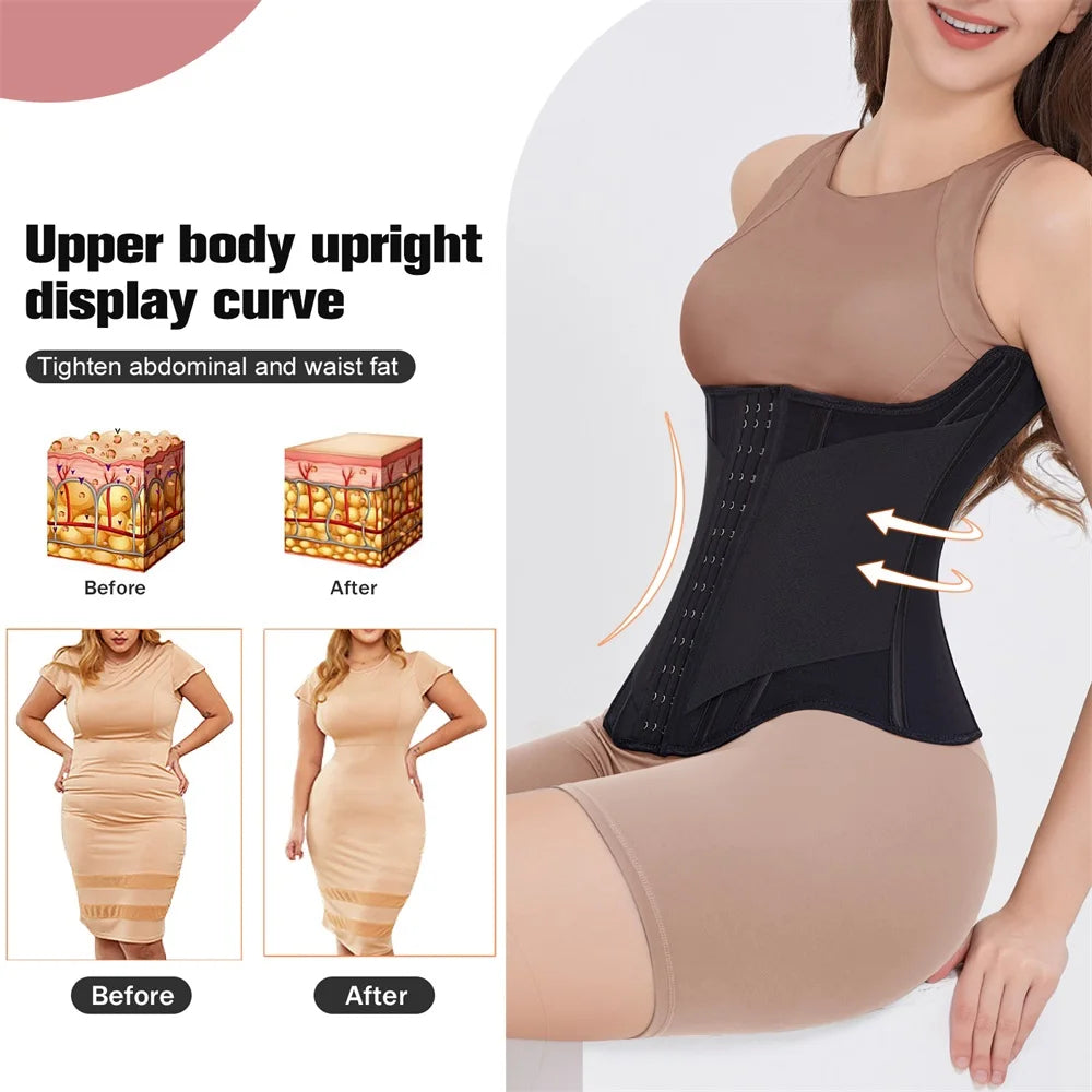 MiiOW U-Shaped Waist Trainer Corset - Steel-Boned Women's Shapewear with Button Closure and Breathable Support