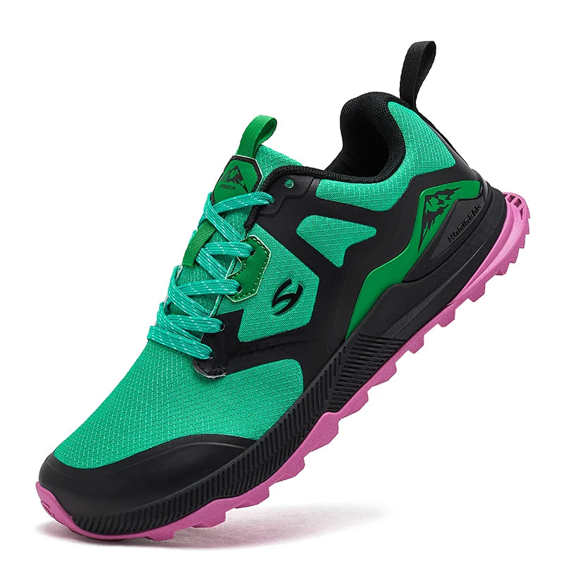 HOBIBEAR Unisex Hiking Sneakers – Lace-Up Outdoor Walking Shoes with Artificial Leather