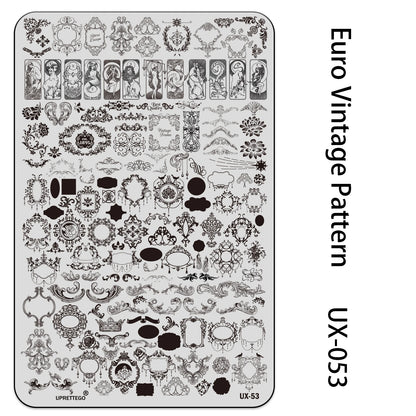 UX Serial 2 Stainless Steel Stamping Plate Template – Vintage Abstract Fabric Texture Pattern for Nail Art, Floral Lace, Xmas & Halloween Designs (UX52)