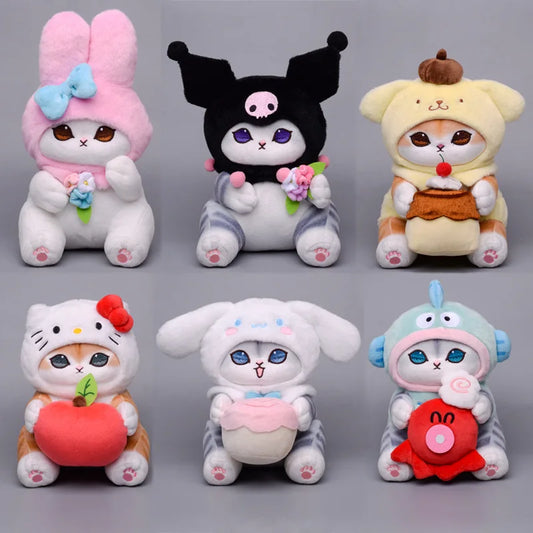 12/20cm Kawaii Shark Cat Plush Toy — Sanrio Co-Branded Ugly Fish Kuromi, Melody & Cinnamoroll Keychain Gift for Kids