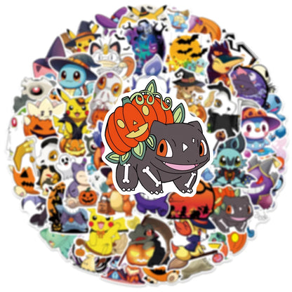 10/30/50PCS Pokémon Anime Stickers - Waterproof Pikachu Cartoon Decals for Phones, Skateboards, Laptops, and Halloween Crafts