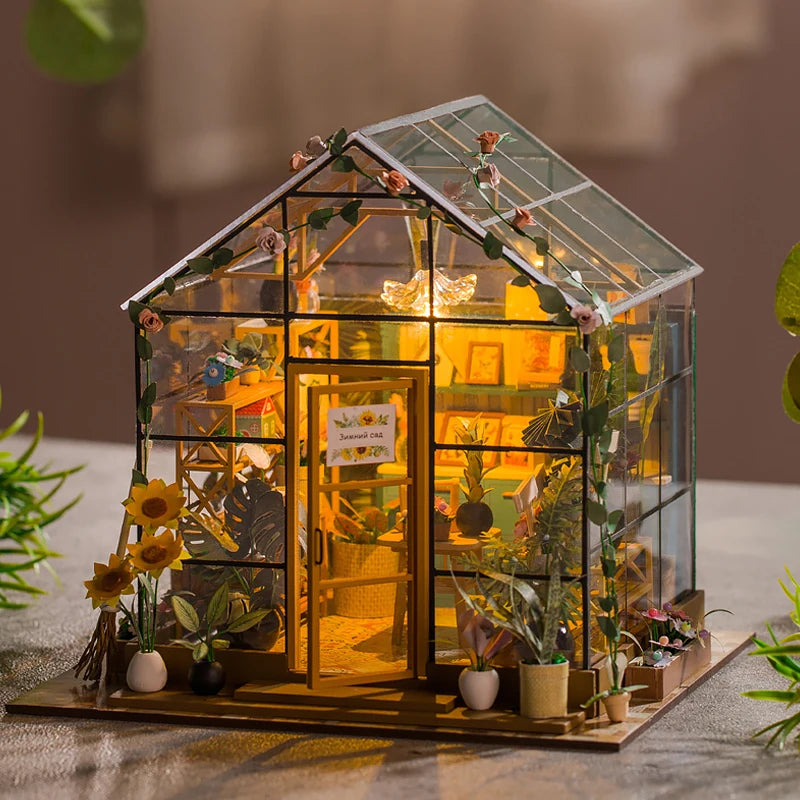 DIY Mini Dollhouse Kit - Handmade 3D Flower House Puzzle Model with Furniture Home Decor Gift