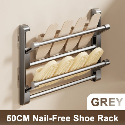 Wall-Mounted Shoe Rack — Simple Bathroom Slipper & Shoe Holder, Drain Storage & Drying Organizer Hanger