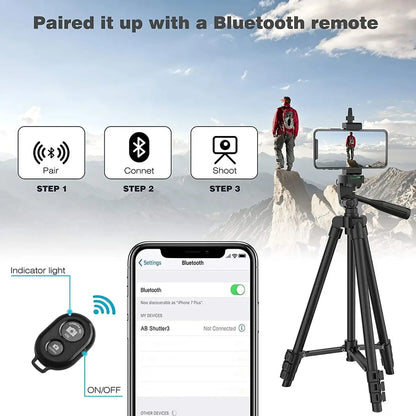 100cm Phone Tripod Stand – Video Recording Tripod with Bluetooth Remote, Universal Camera & Phone Photography Stand