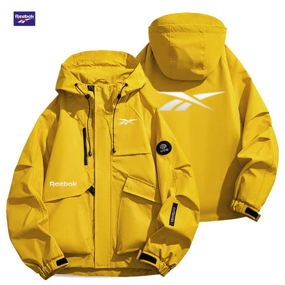 Reebok Logo 2026 Men's Windproof Waterproof Jacket - Spring-Autumn Casual Multi-Pocket Loose Fit