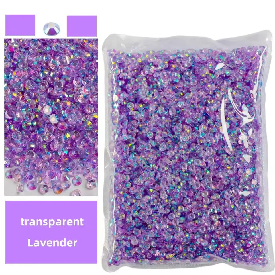 Jelly AB Resin Rhinestones 2-6mm — Non-Hotfix Flat Back Plastic Crystals & Strass Glitters, Large Pack