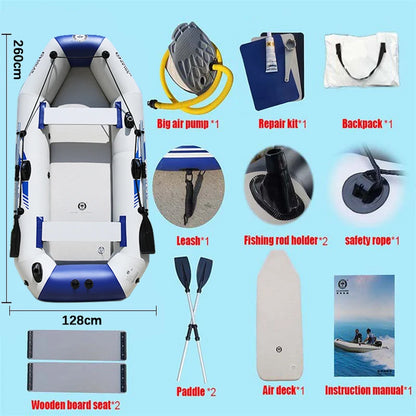 Solarmarine PVC Inflatable Belly Boat – River Fishing Kayak, Fishing Boat with Outboard Engine Installation Option