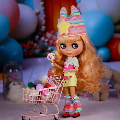 ICY DBS Blythe Doll – Tan Skin Matte Face with Eyebrows, 1/6 BJD Joint Body, Anime Christmas Gift