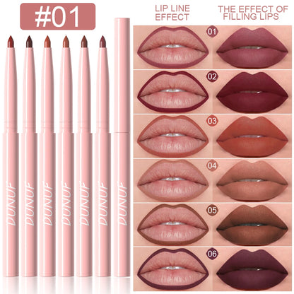 6-Piece Lip Liner Set - Long-Lasting Waterproof & Sweat-Resistant Makeup Pencils