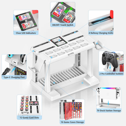 OIVO Switch Joy-Con Charger & Game Storage Tower – Pro Controller Holder for Nintendo Switch OLED Dock Station