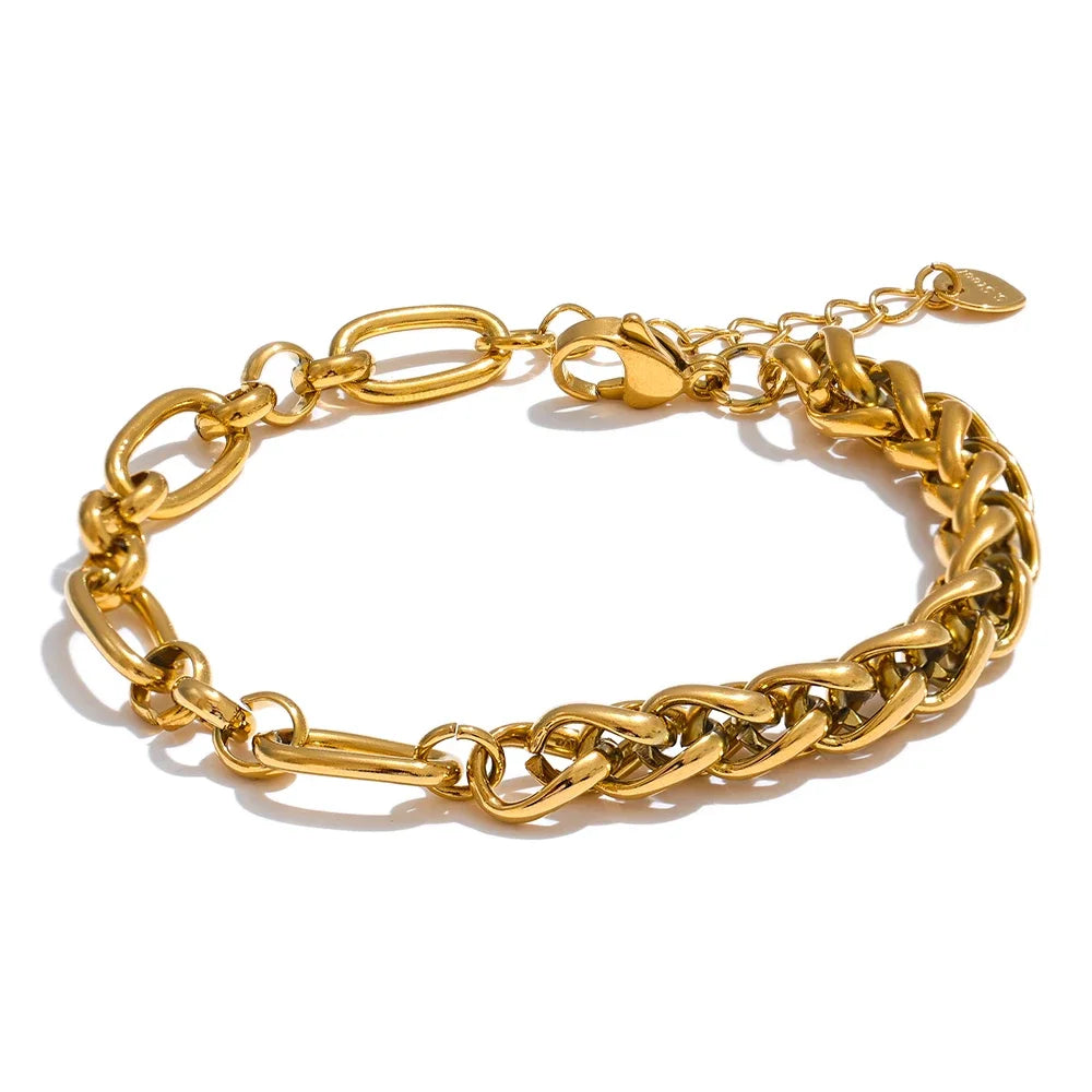 Yhpup 316L Stainless Steel Chunky Chain Necklace – Gold Glossy Statement Collar Necklace for Women Jewelry Gift