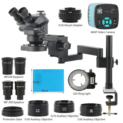 3.5X-100X 200X Simul-Focal Trinocular Stereo Microscope with 4K HDMI USB-C Digital Camera – 55MP/48MP/24MP Objective Lens