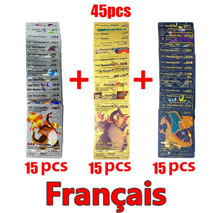 Pokemon Rainbow Gold & Silver VMAX GX Cards – Collectible Battle Trainer Cards in Spanish, English & French, Kids Toy Christmas Gift