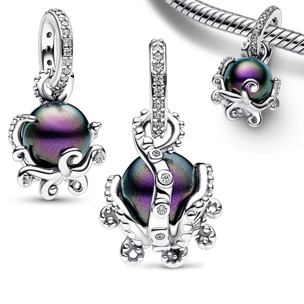 Chameleon Luminous Firefly & Butterfly Silver-Plated Charms - 925 Silver for DIY Bracelet Jewelry Making