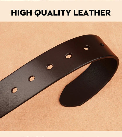 Genuine Leather Men's Belt – High-Quality Buckle, Cowskin Casual & Business Waistband, Fashion Designer 2022 New