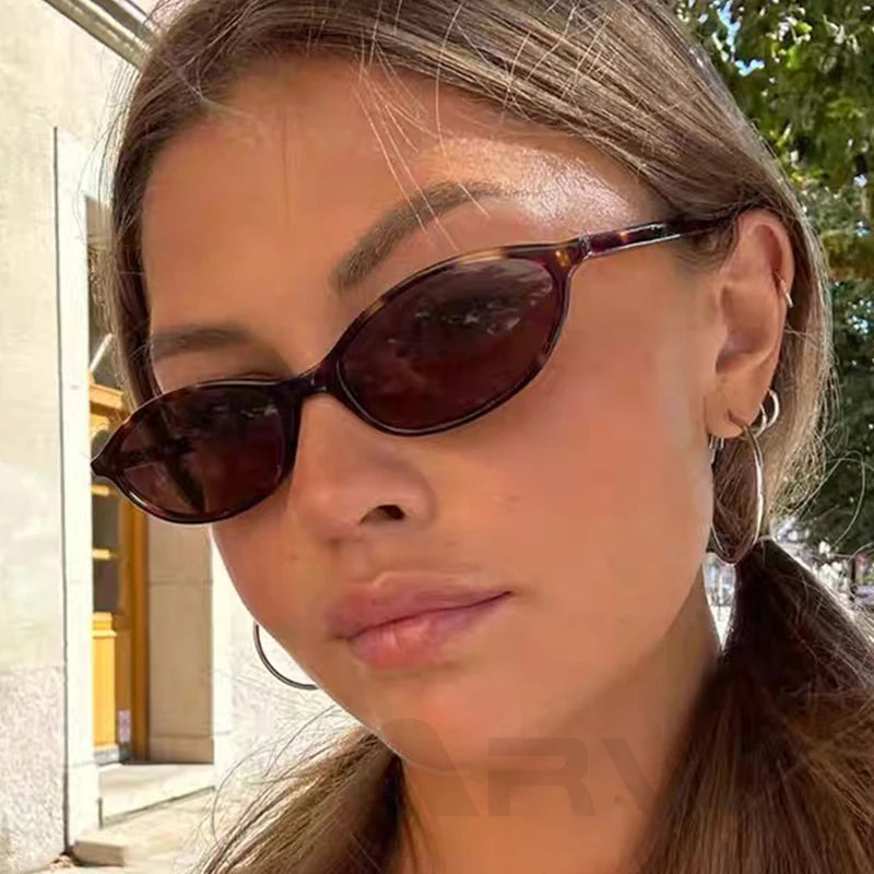 2024 Women’s Leopard Brown Sunglasses — Fashion Brand Small Frame Retro Oval Sun Glasses, Ladies Eyewear Shade