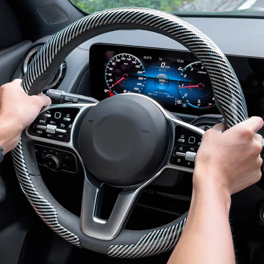 Universal 36-38cm Car Steering Wheel Cover — Non-Slip, Breathable, Fits Round & D-Shaped Wheels