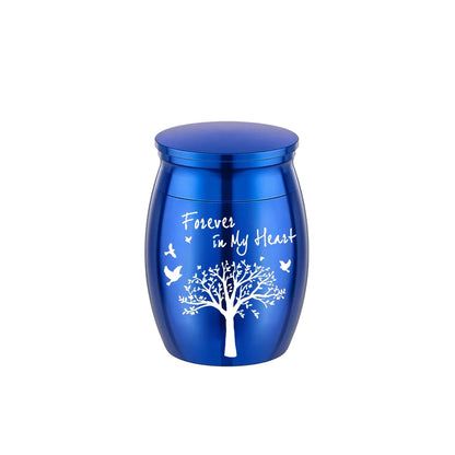 7-Color Small Keepsake Urn – Tree of Life Mini Cremation Urn for Human Ashes, Aluminum Memorial Holder
