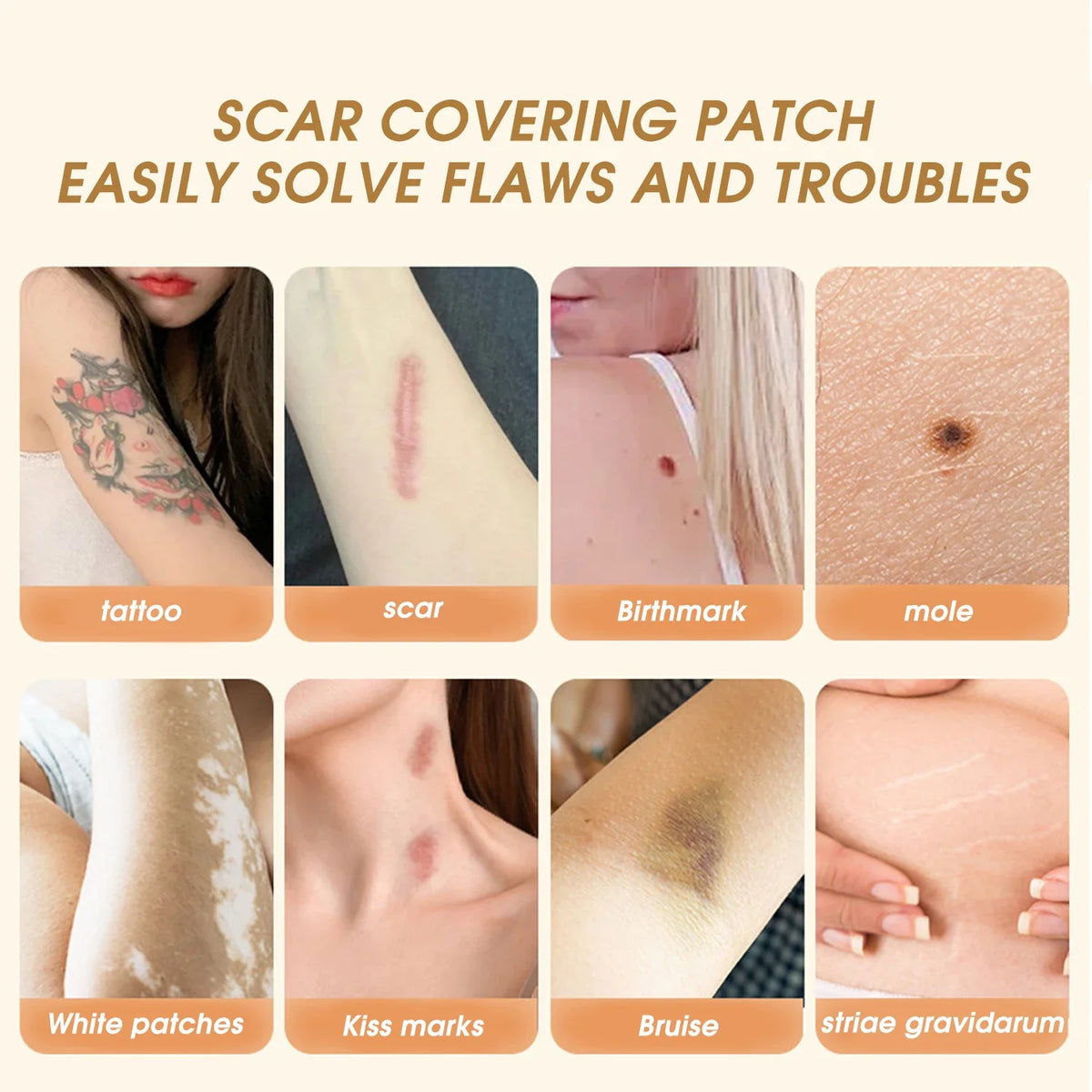 Invisible Skin-Tone Tattoo Cover Patches - Natural-Looking Birthmark Concealer for Arms, Legs, Back, and Post-Surgery Coverage