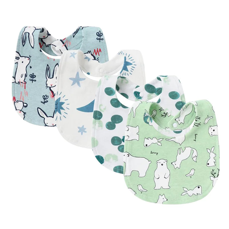 4Pcs Baby Bibs – Cotton Newborn Bibs for Girls & Boys, Infant Accessories, Toddler Saliva Towels for Baby Care