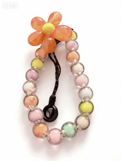 Colorful Macaron Beaded Phone Lanyard Wrist Strap – Anti-Lost Short Handheld Mobile Phone Chain Pendant for Women