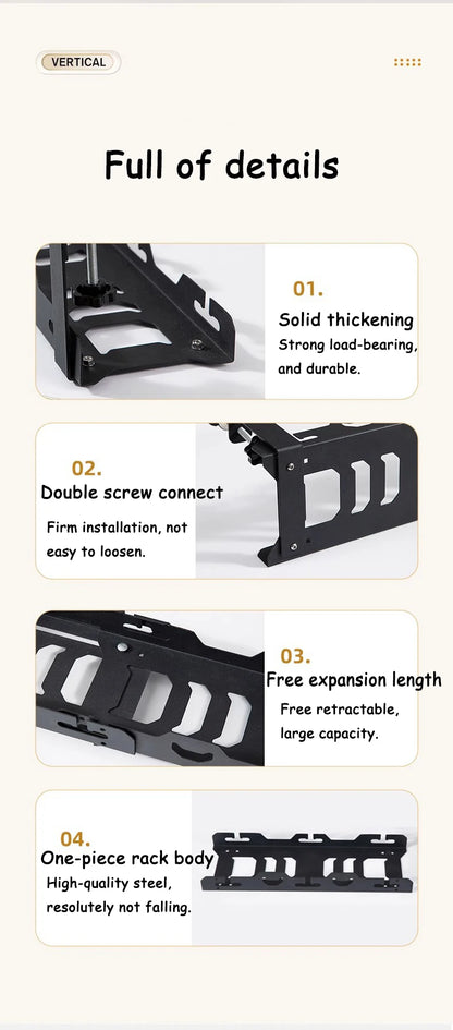Telescopic Under-Desk Storage Rack – Metal Cable Management Tray for Home and Office, No-Punch Wire Organizer